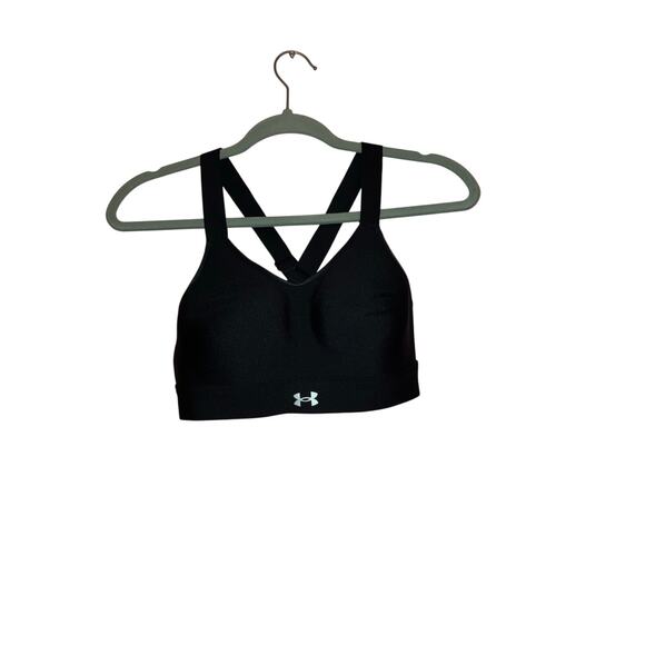 Under Armour Black Crossback Sports Bra with Adjustable Hook Closure Size Small - Picture 1 of 7
